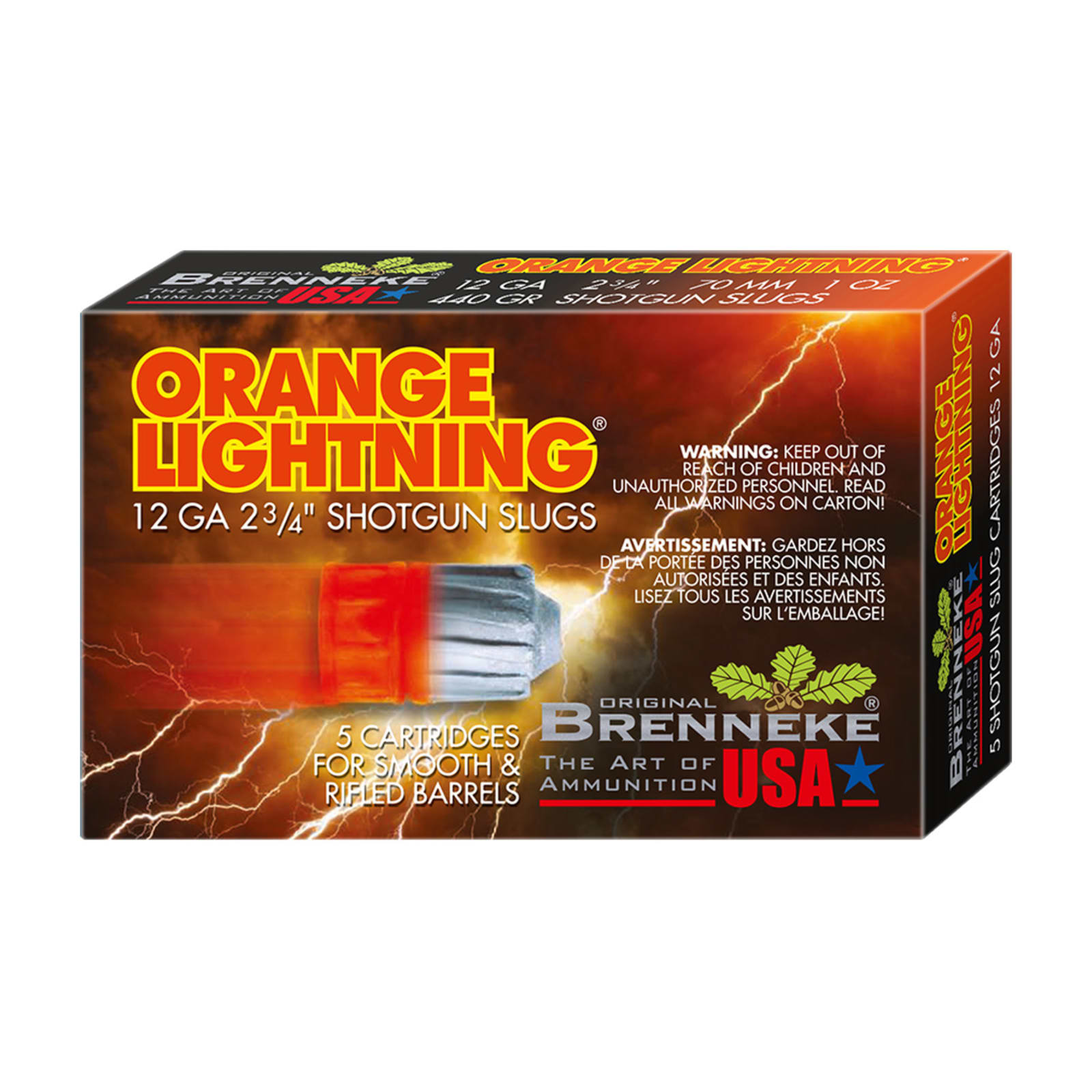 12 Ga Orange Lightning Shotgun Slugs by Brenneke at Fleet Farm