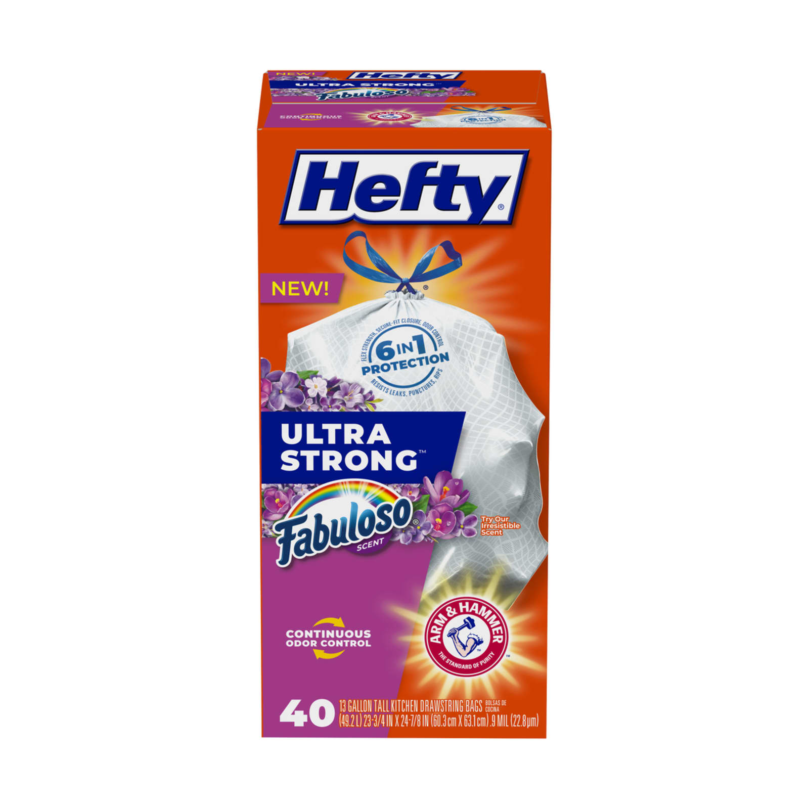 Hefty Small Garbage Bags, Drawstring, Fabuloso Scent, 4 Gallon, 20 Count