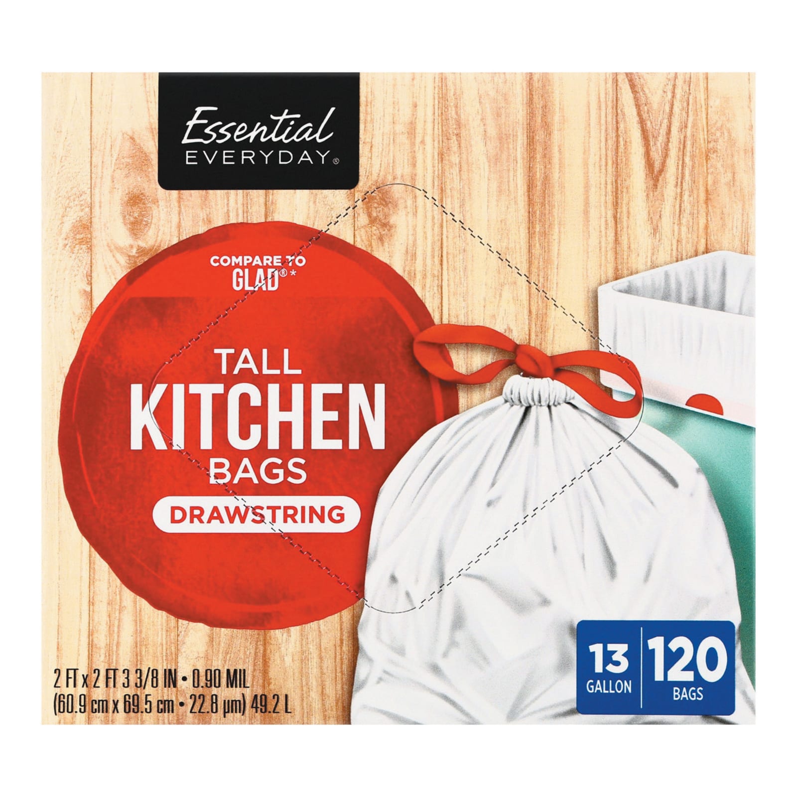 Tall Kitchen Trash Bags, 13 Gallon, 120 Bags