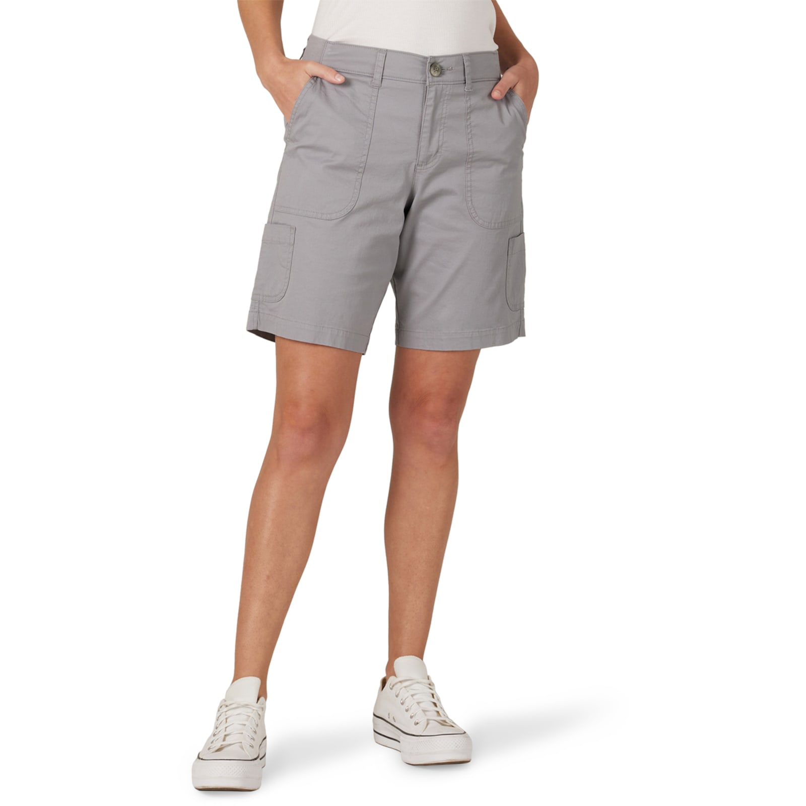 Lee Women's Flex-To-Go New Gray Relaxed Fit Mid-Rise Cargo Bermuda Shorts  by Lee at Fleet Farm