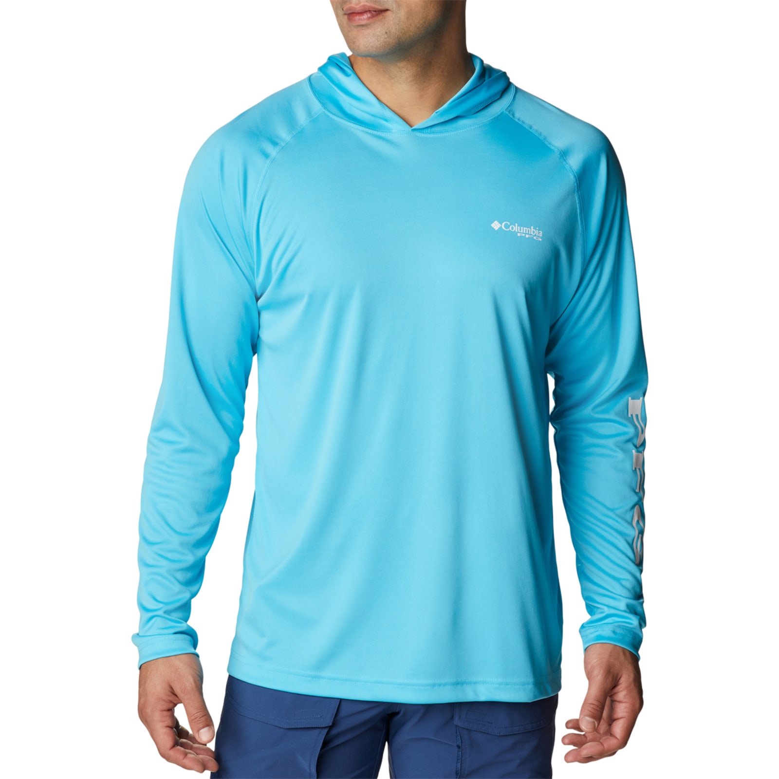 Columbia PFG Men's PFG Terminal Tackle Atoll/White Graphic Hooded Long  Sleeve Pullover by Columbia PFG at Fleet Farm