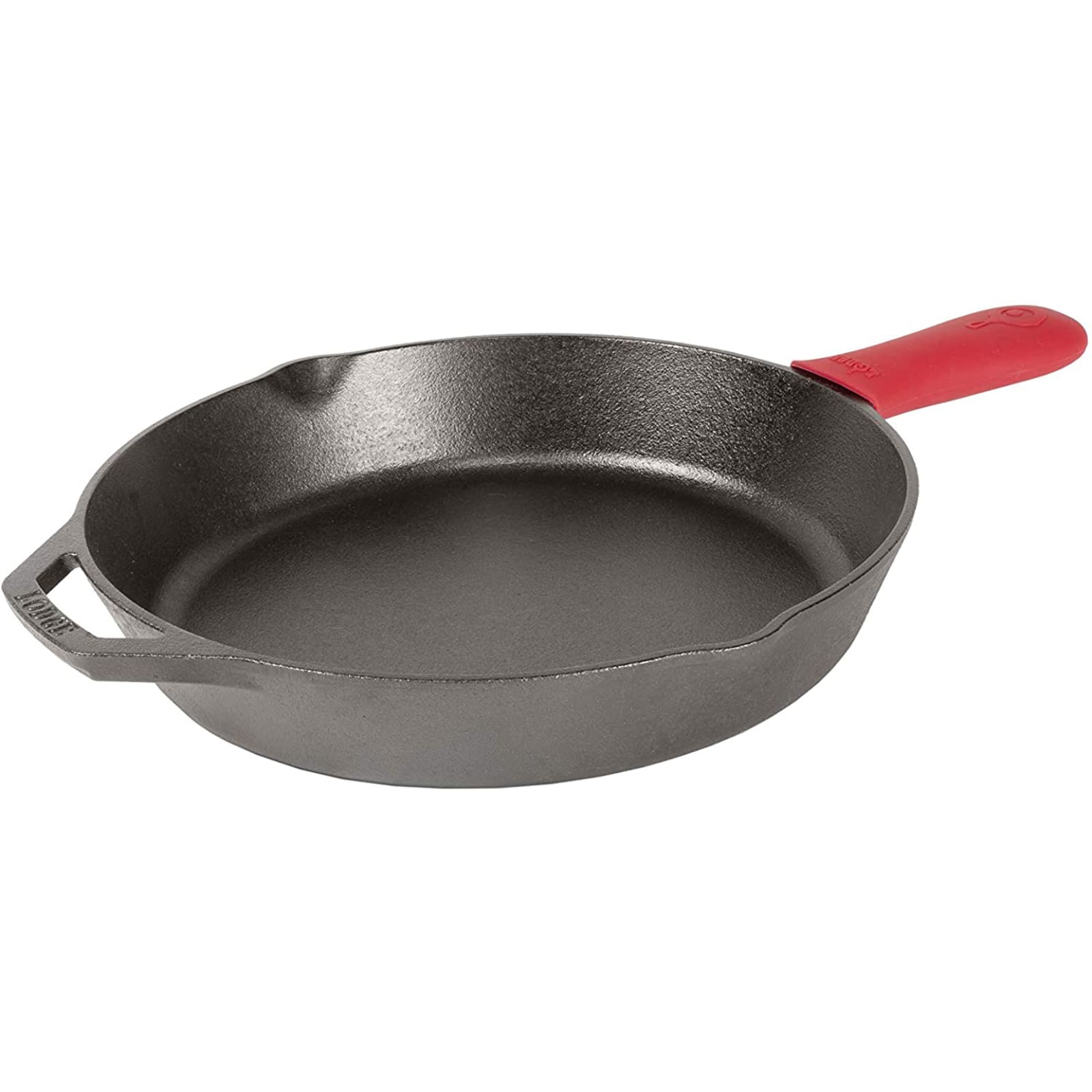  Lodge Cast Iron Skillet with Red Silicone Hot Handle Holder,  10.25-inch: Home & Kitchen