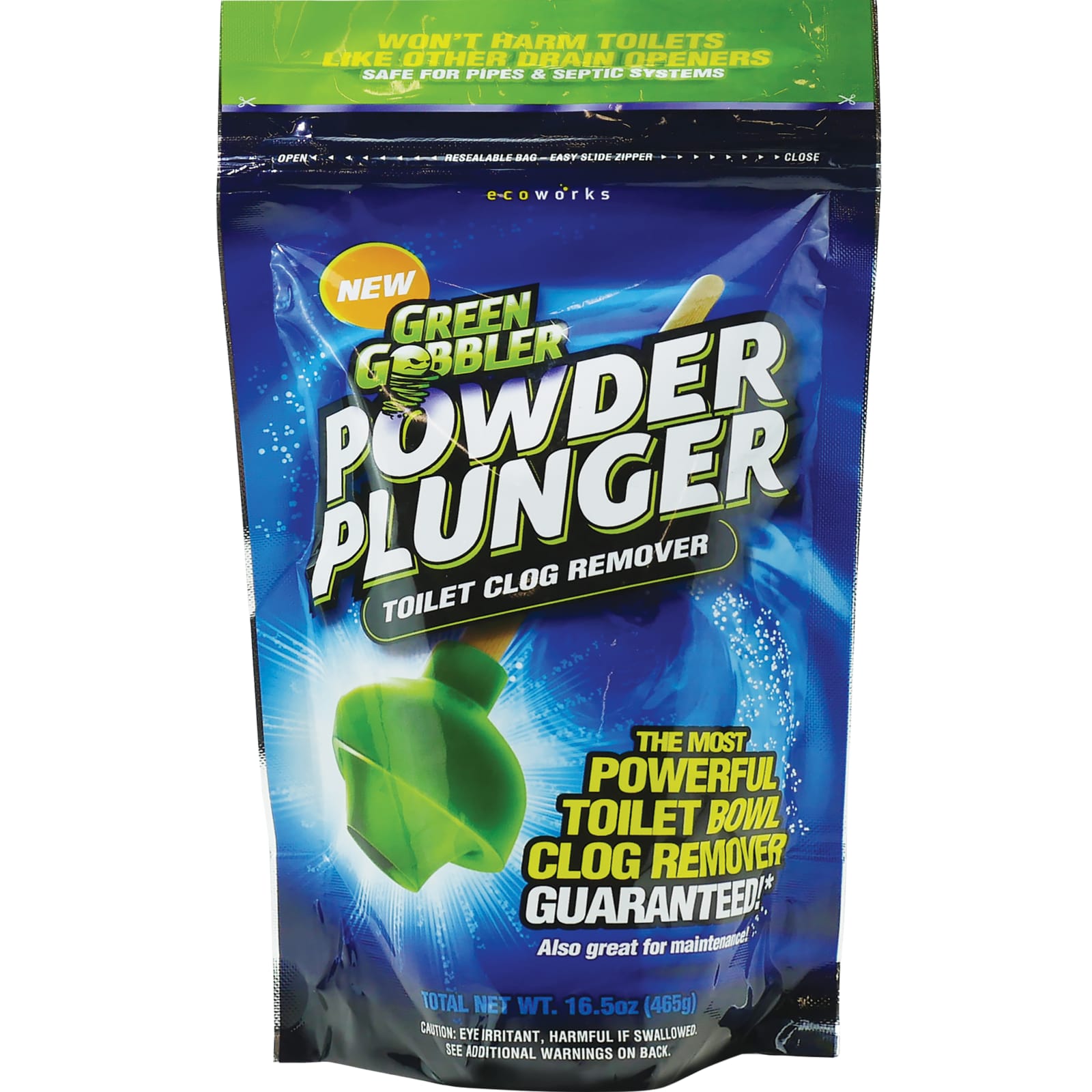 16.5 oz Powder Plunger Toilet Clog Remover by Green Gobbler at