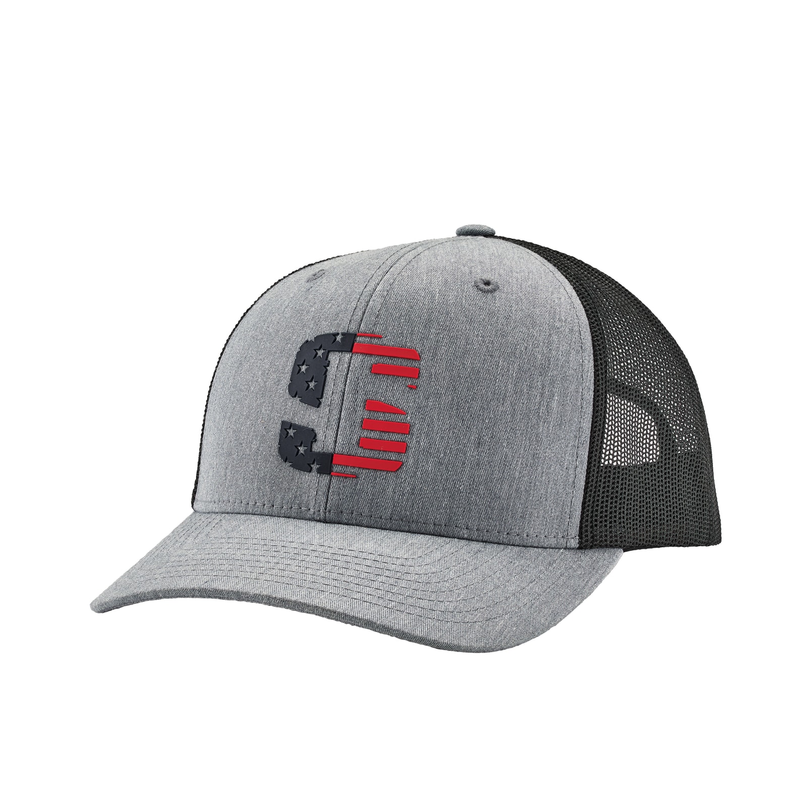 Adult Grey/Black USA Icon 6 Panel Mesh Snap-Back Trucker Cap by