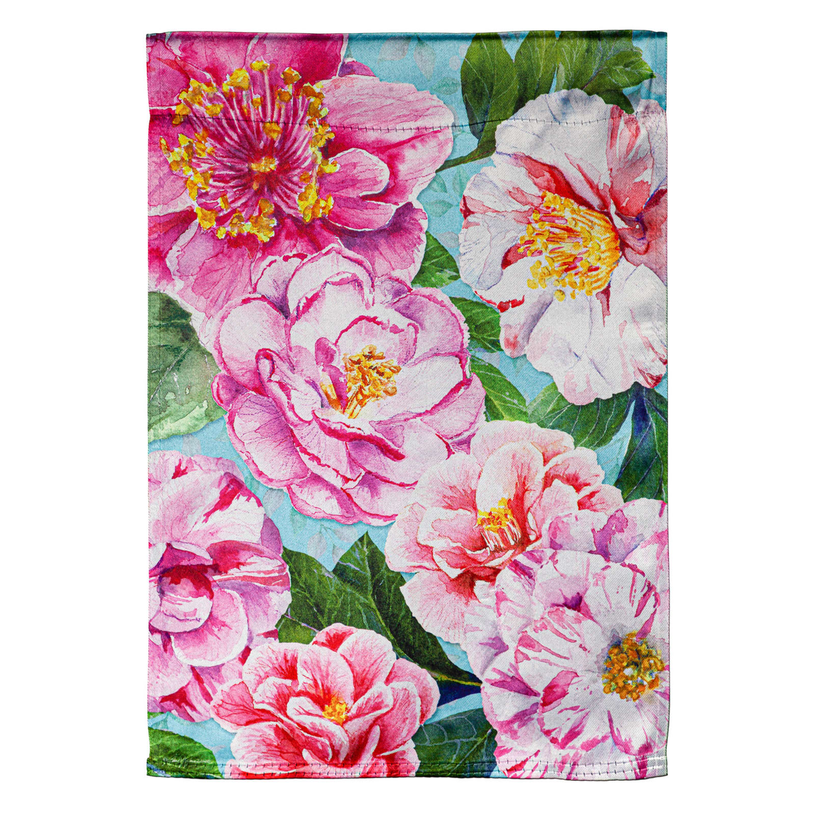 Pink Camellias Garden Lustre Flag