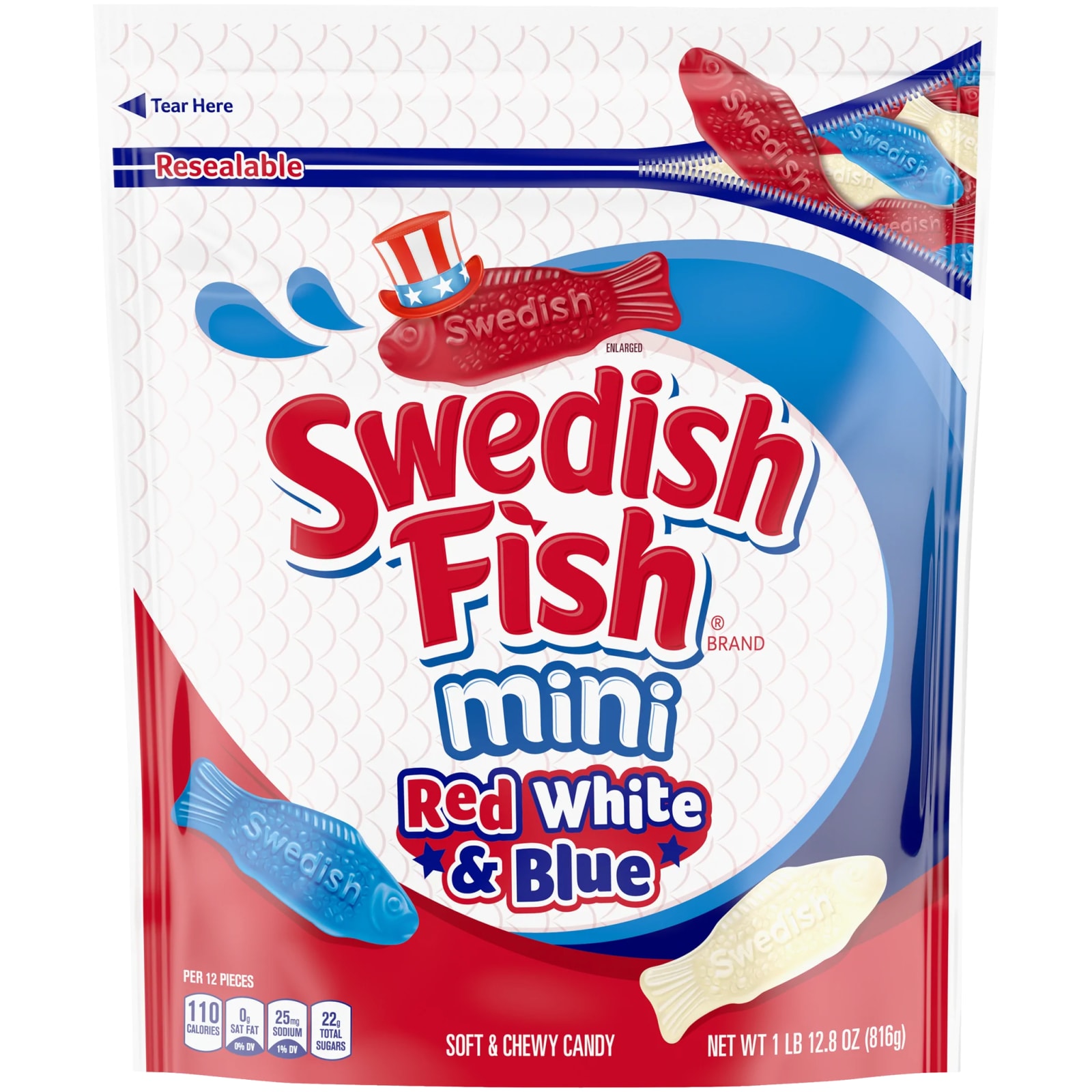 12.8 oz Mini Red White & Blue Soft Chewy Candy by Swedish Fish at Fleet Farm