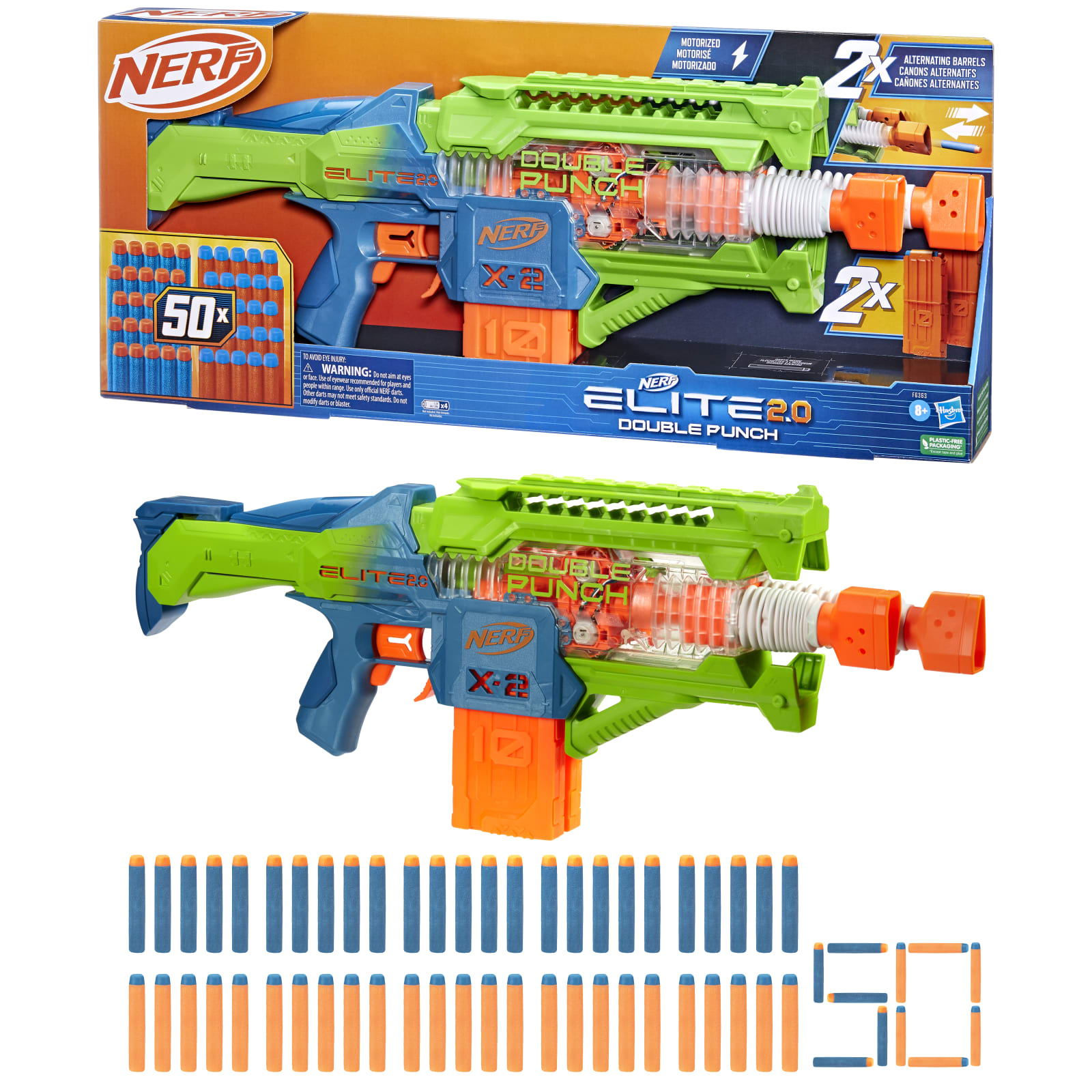 NERF Elite 2.0 Tactical Blaster Set, 3 Blasters and 20 Darts 