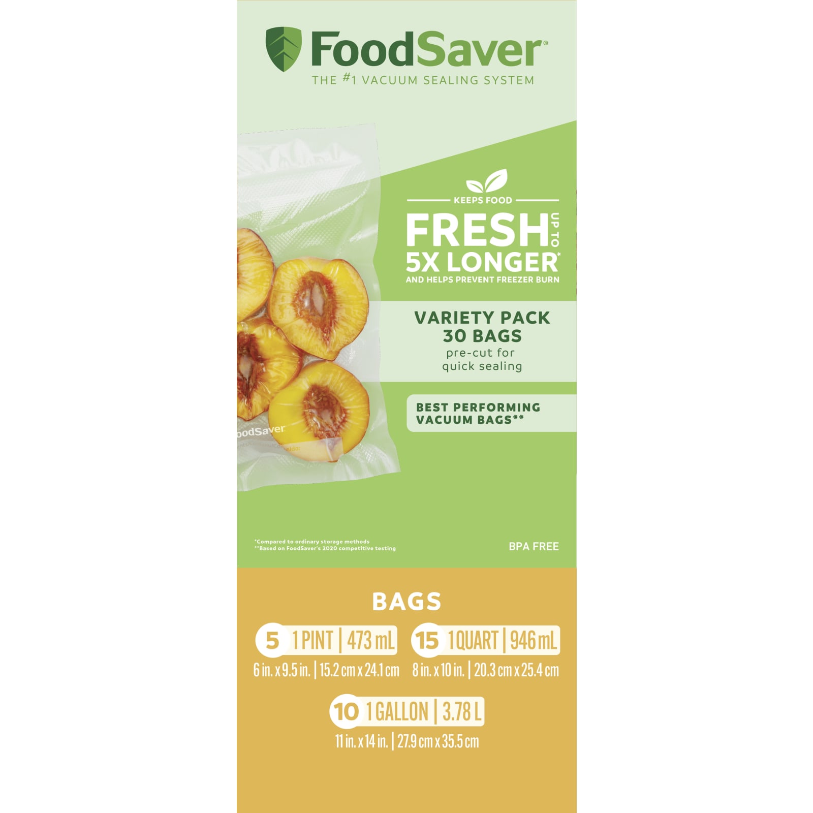 FoodSaver Easy Fill 1 Gallon Vacuum Sealer Bags, 10 Count, Clear