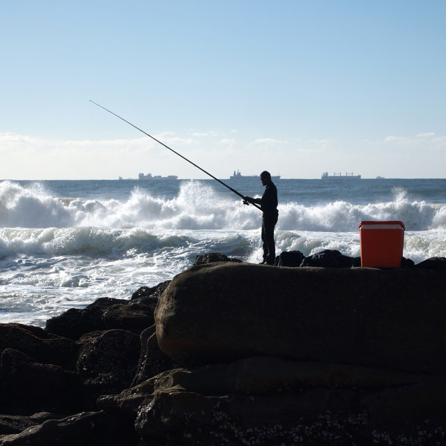"Fishing by the sea" stock image