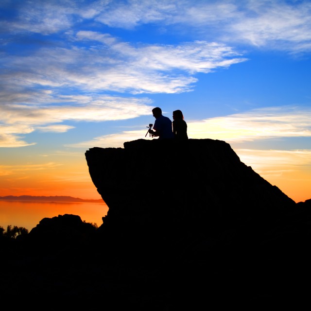 "Sunset on Antelope Island Lovers" stock image