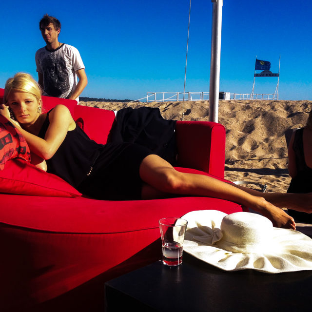 "Chick laying down in Cannes FIF" stock image