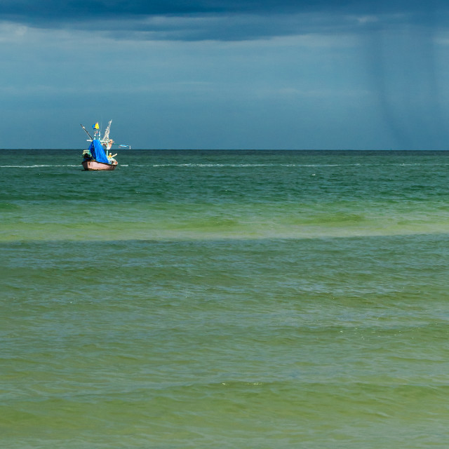 "Fishing boat in a storm" stock image