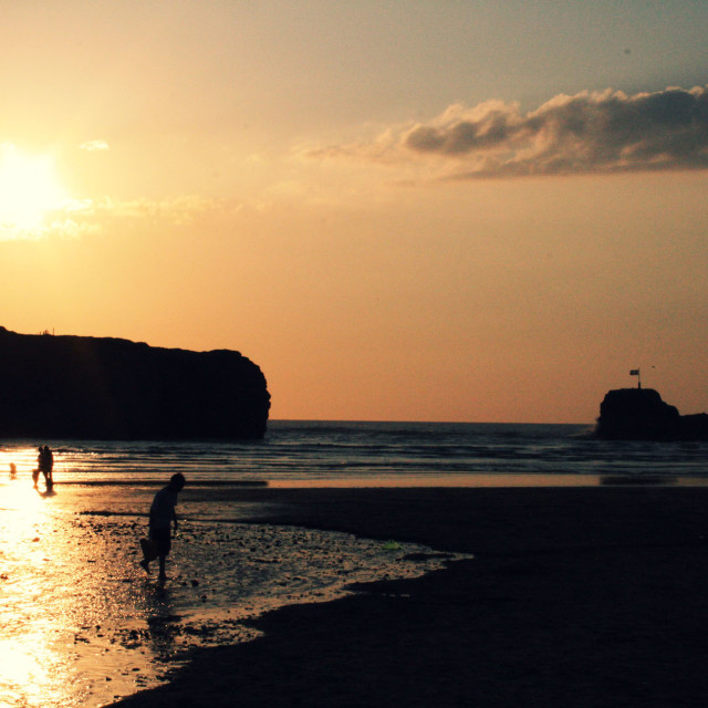 "Sunset over Perranporth II" stock image