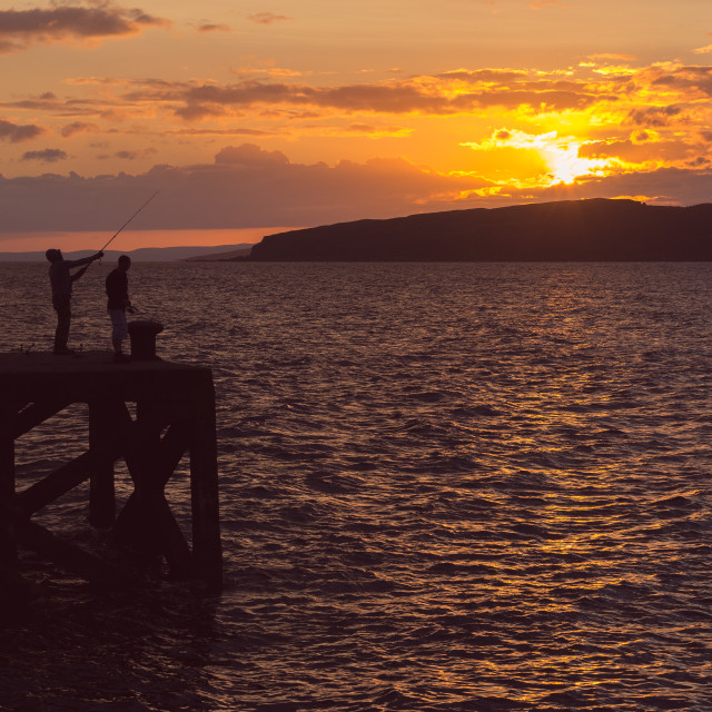 "Casting into the sun" stock image