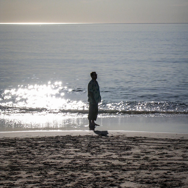 "Man At Sparkling Water Edge Adelaide Australia" stock image