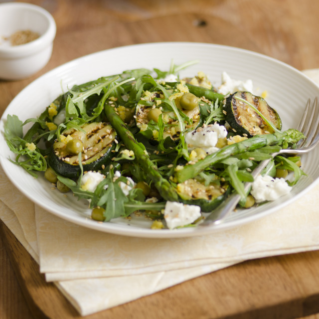 "Courgette and asparagus salad" stock image