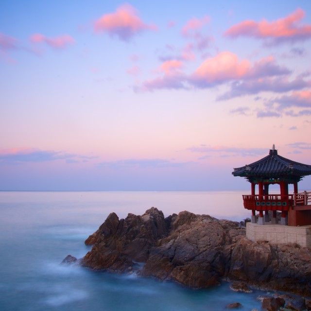 "Korean Gazebo Sunset" stock image