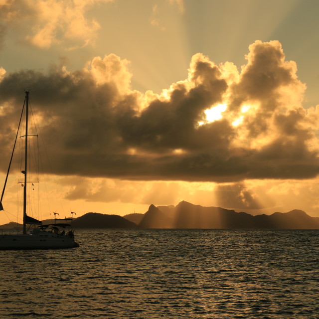 "Sunset anchorage" stock image