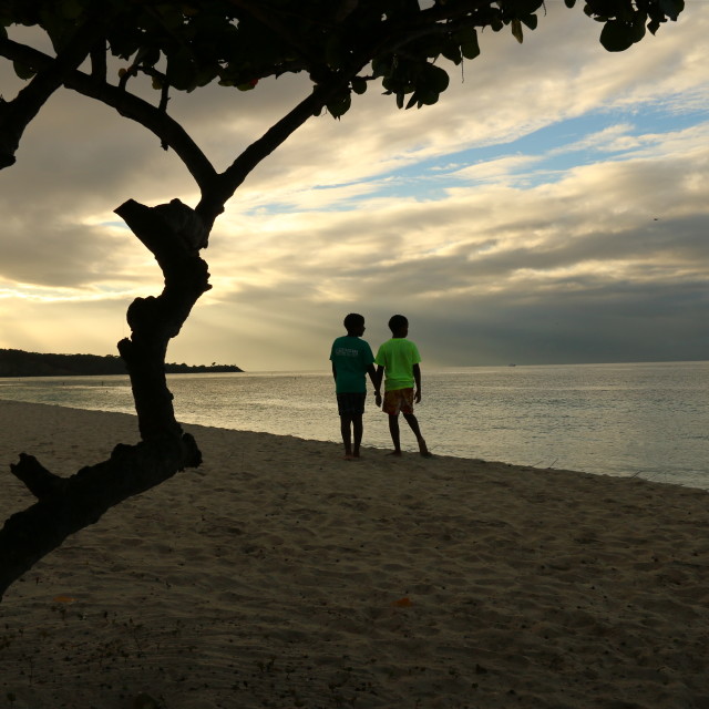 "Friends on the beach" stock image