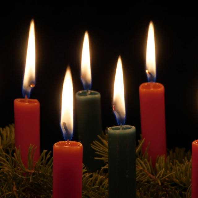 "Red and Green Christmas Candles" stock image