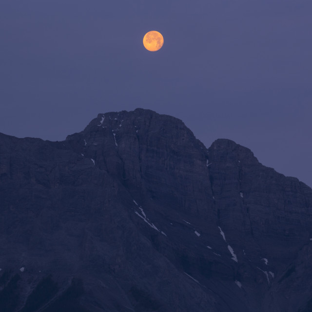 "Morning Sunlight on Setting Full Moon" stock image