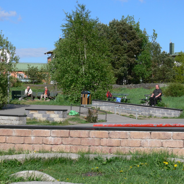 "Old people relaxing in park" stock image