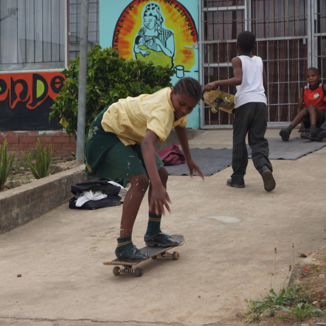 "Kids and skateboards" stock image