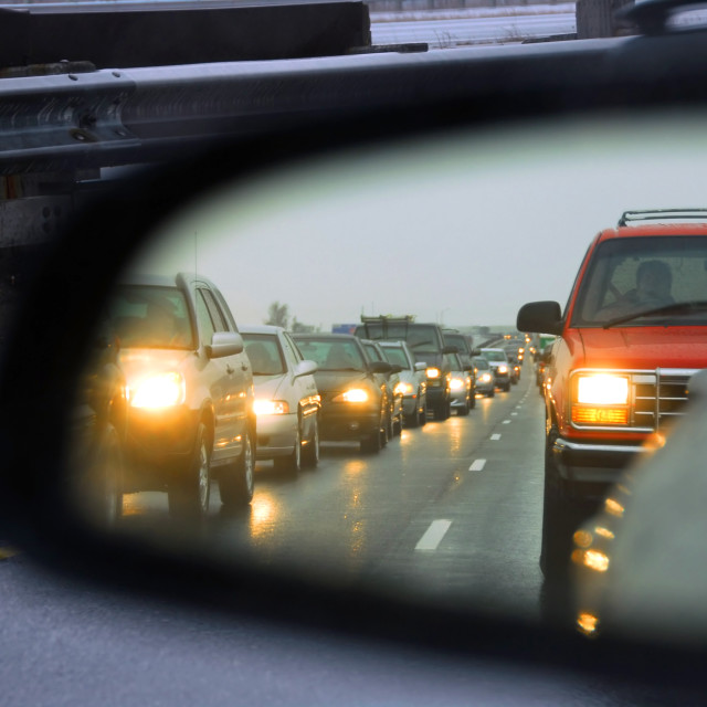 "Traffic jam mirror" stock image