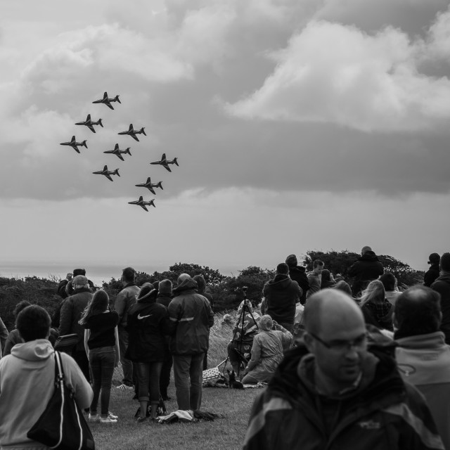 "Watching the Red Arrows" stock image