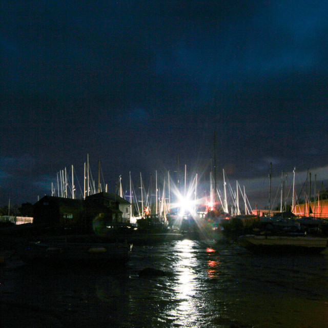 "The Boatyard at night" stock image