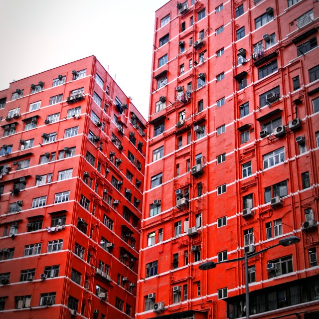 "Red Building in Hong Kong" stock image