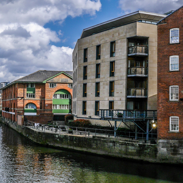 "Leeds Bridge, panoramic view." stock image