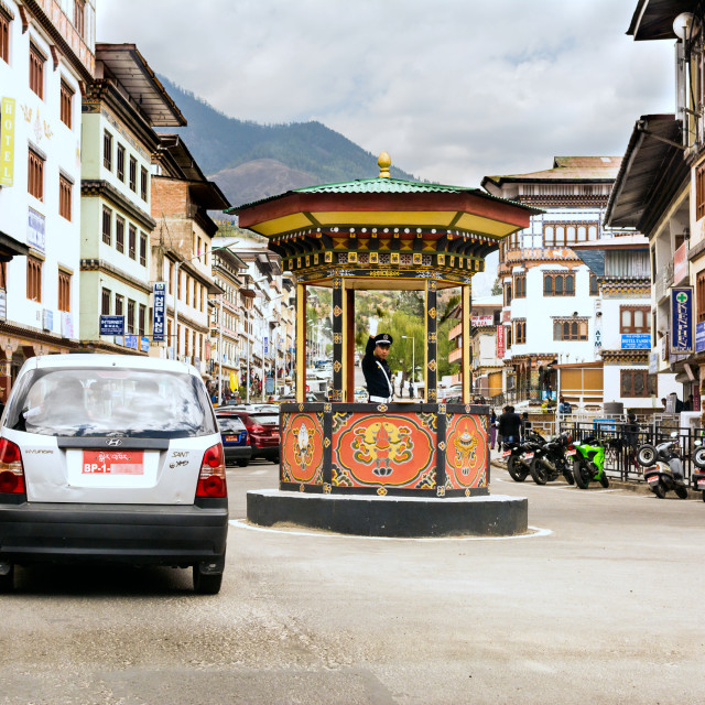 "Busiest traffic point in Bhutan" stock image