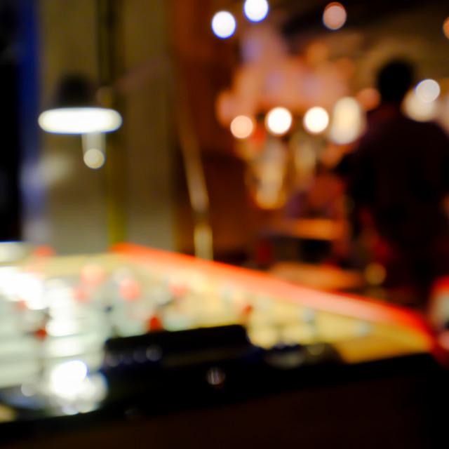 "Blurred background of an underground pub or restaurant" stock image