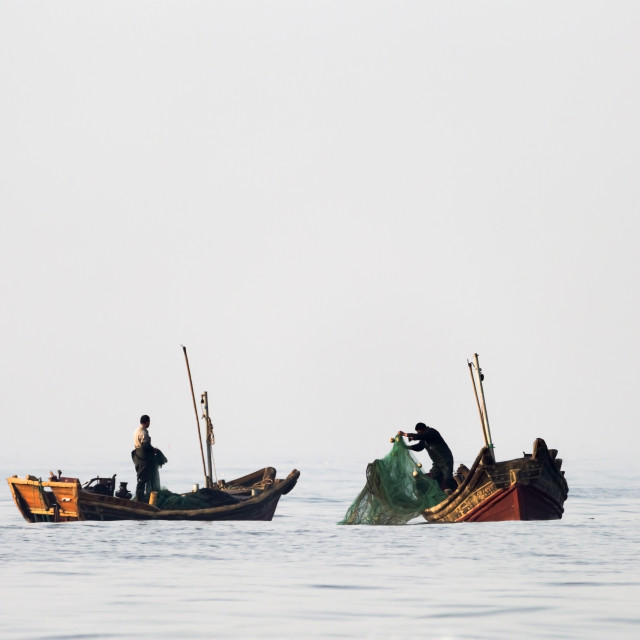 "Early Morning Fishing in Qingdao, China" stock image