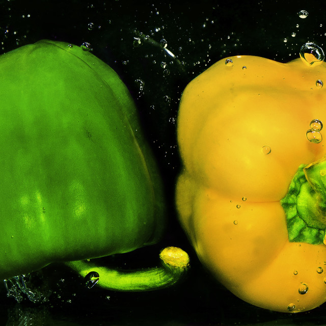 "Capsicum Peppers in water" stock image