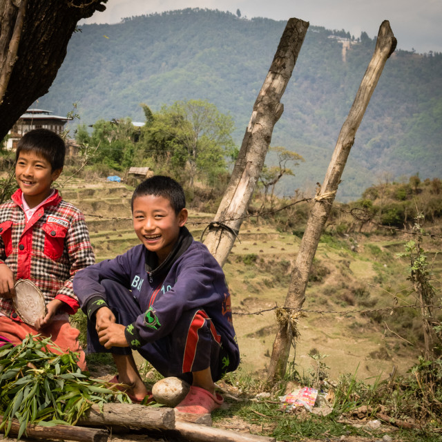 "bhutan's happy kids" stock image