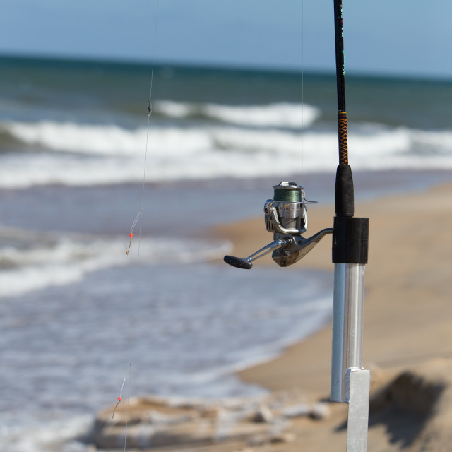 "Beachside Fishing Pole" stock image