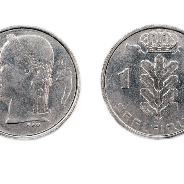 "Belgian one Franc coin 1980" stock image