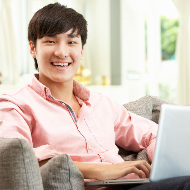 Asian Man Working With Laptop And Coffee In Office Person, Male