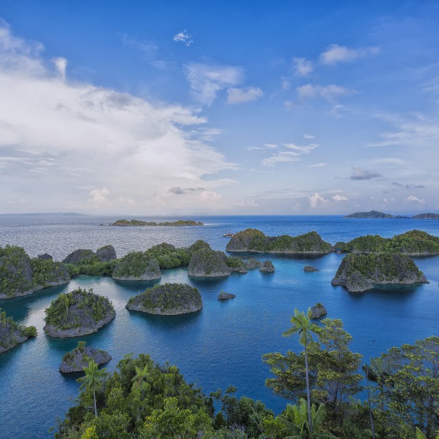 "View of Fam Islands in the Raja Ampat archipelago of Bird's Head Peninsula, West Papua" stock image