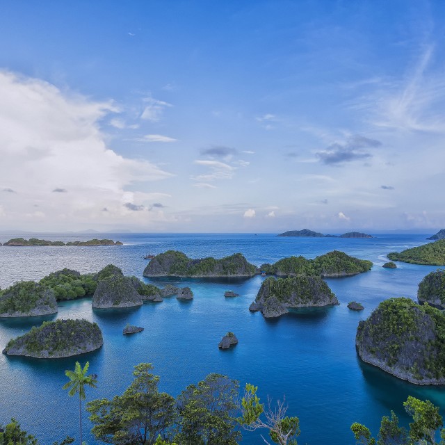 "View of Fam Islands in the Raja Ampat archipelago of Bird's Head Peninsula, West Papua" stock image