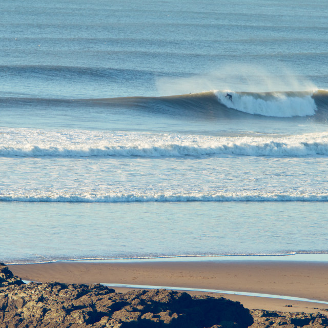 "Surfing in Croyde, North Devon" stock image