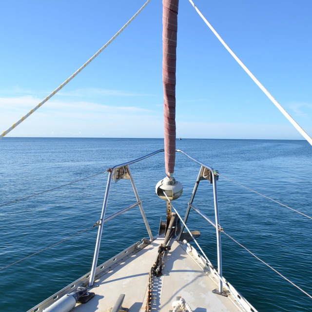 "View from sailing boat" stock image