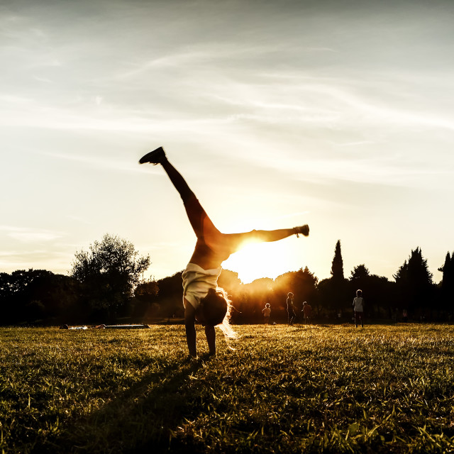 "Fun in the sunset" stock image