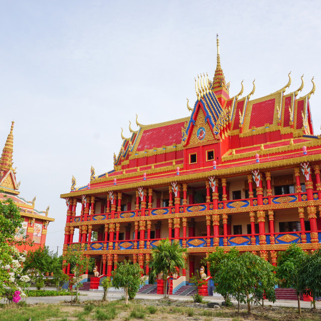 "Khmer temple in Mekong Delta, Vietnam" stock image