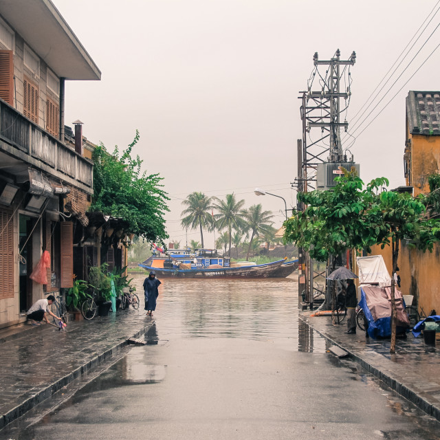"Flooded Street, Hoi An, Vietnam" stock image