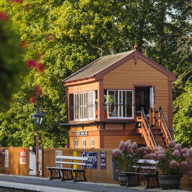 "Arley signalbox in evening light" stock image