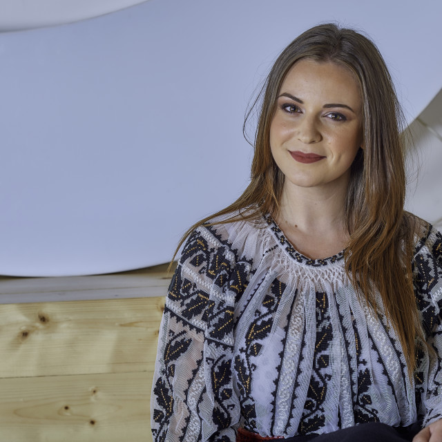 "Young Romanian woman in traditional clothes" stock image