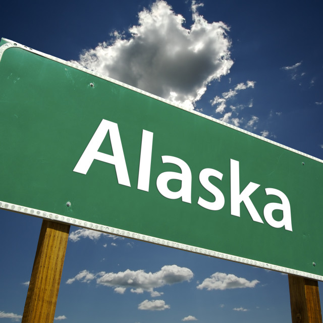 "Alaska Road Sign" stock image